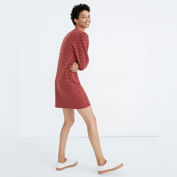 Madewell Red and White Puff Sleeve Mini Dress - Picture 2 of 7